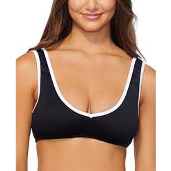 Raisins Other - Raisins Juniors Shore Colorblocked V-Neck Ribbed Bikini Top Size XL Black White